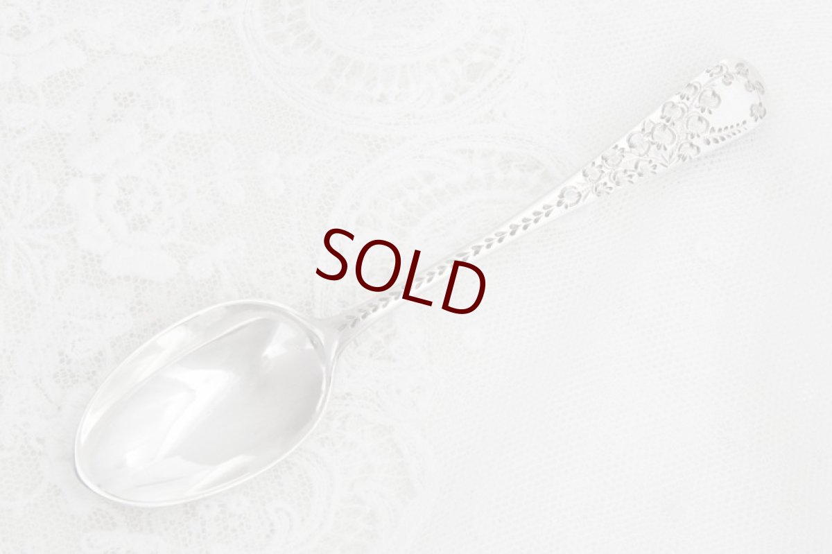 画像6: 純銀製(925) アンティークシルバー 1890年 果実の手彫り彫刻 ティースプーン６本セット (6)