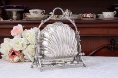 画像4: シルバープレート製　1920年前後　シェル型　美透かし細工　ビスケットウォーマー  (4)