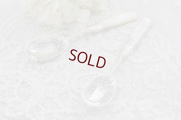 画像2: シルバープレート　ヴィクトリアン 白蝶貝ハンドル　手彫り　美装飾　ジャムスプーンセット 