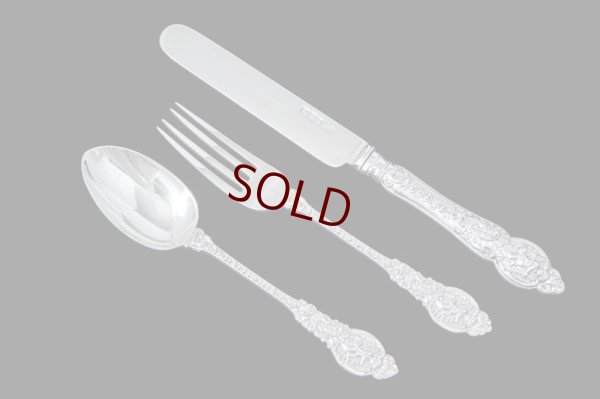 画像4: 純銀製（925）1899年 ロココスタイル　クリスニング　チャイルド　カトラリーセット