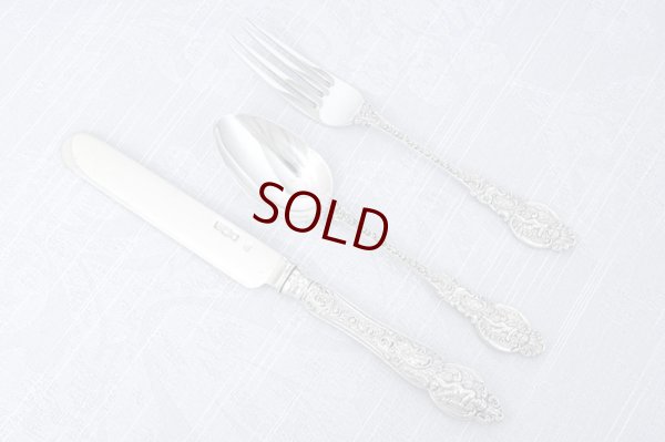 画像2: 純銀製（925）1899年 ロココスタイル　クリスニング　チャイルド　カトラリーセット