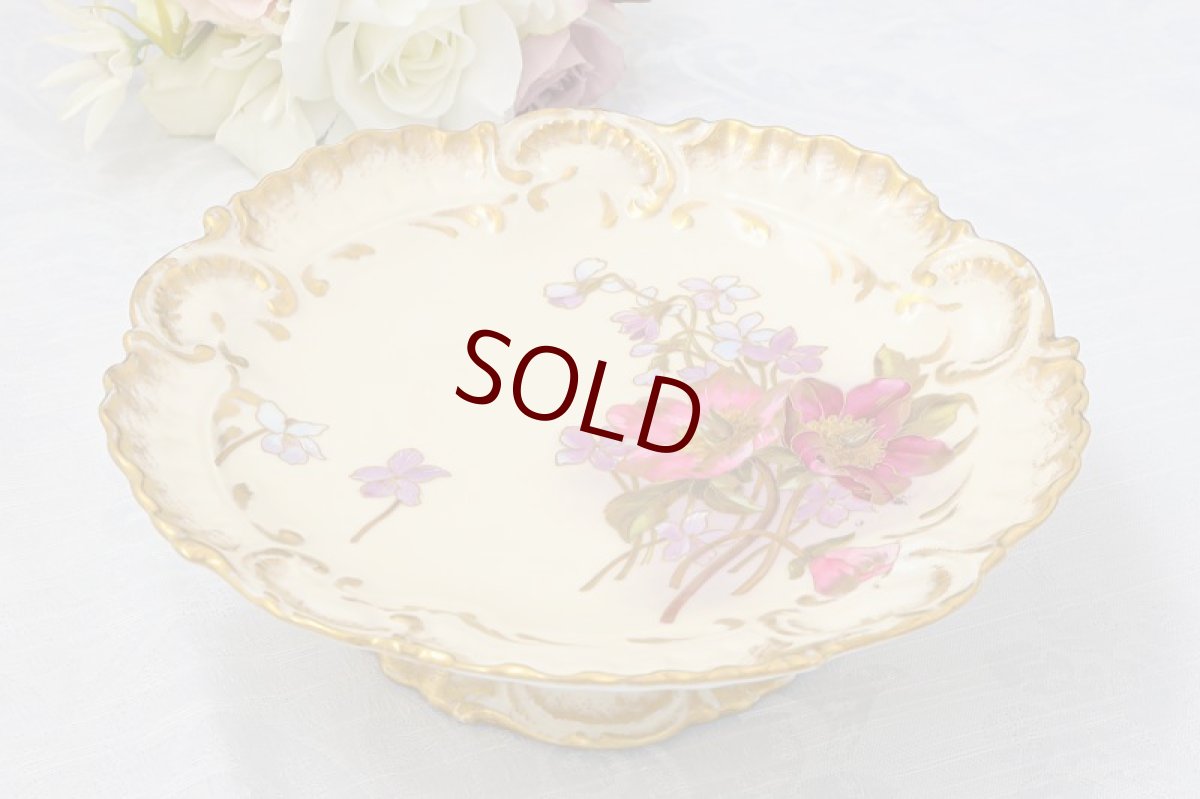 画像6: リモージュ　 1891年 - 1914年 Alfred Lanternier 金彩手描き すみれの花の低ケーキスタンド ペアセット その2　 (6)