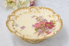 画像6: リモージュ　 1891年 - 1914年 Alfred Lanternier 金彩手描き すみれの花の低ケーキスタンド ペアセット その2　 (6)