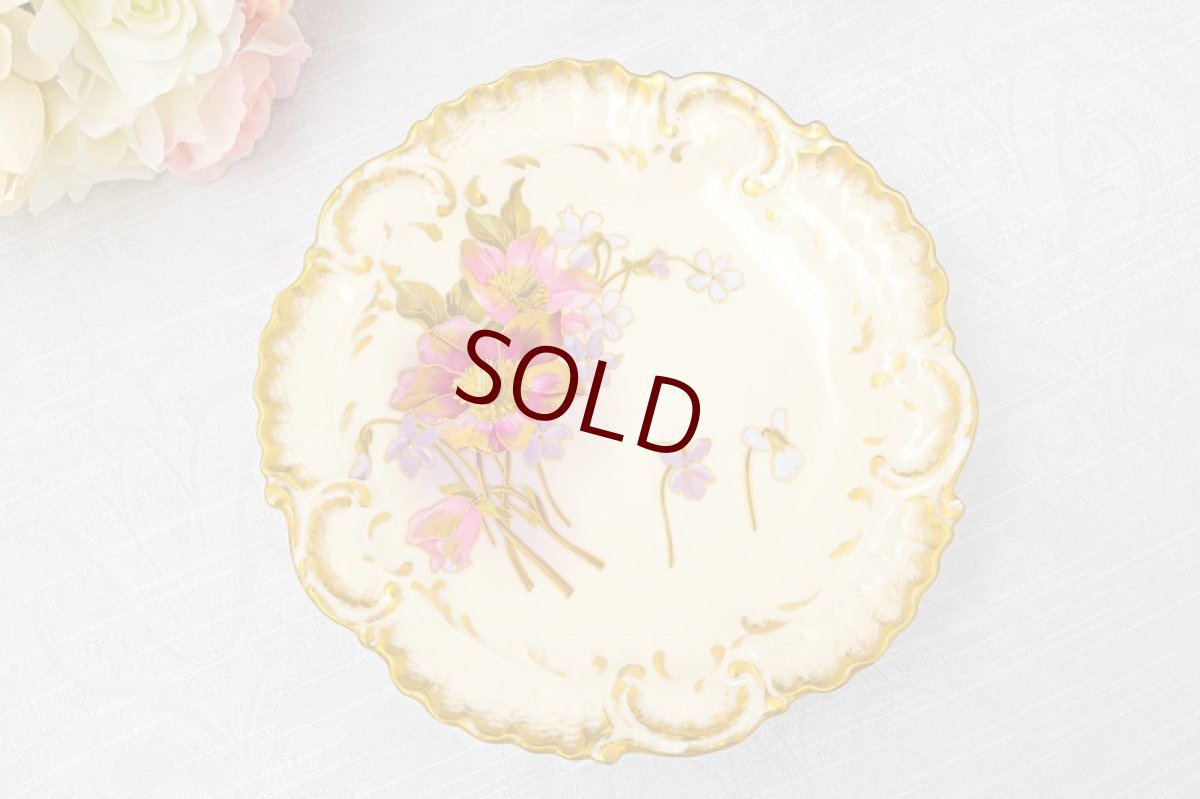 画像3: リモージュ　 1891年 - 1914年 Alfred Lanternier 金彩手描き すみれの花の低ケーキスタンド ペアセット その1　 (3)