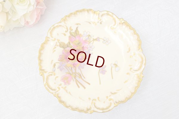 画像3: リモージュ　 1891年 - 1914年 Alfred Lanternier 金彩手描き すみれの花の低ケーキスタンド ペアセット その1　