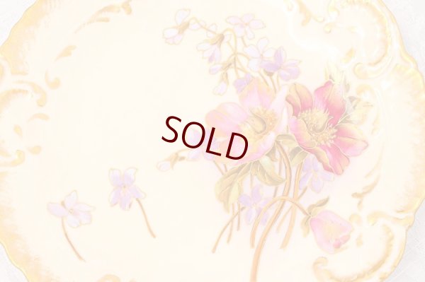 画像13: リモージュ　 1891年 - 1914年 Alfred Lanternier 金彩手描き すみれの花のデザートプレート 6枚セット　その２