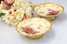 画像1: リモージュ　 1891年 - 1914年 Alfred Lanternier 金彩手描き すみれの花の低ケーキスタンド ペアセット その1　 (1)