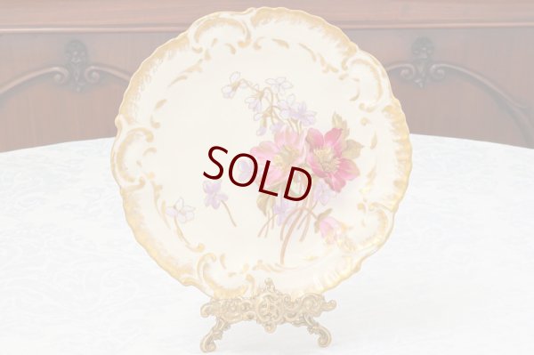 画像8: リモージュ　 1891年 - 1914年 Alfred Lanternier 金彩手描き すみれの花のデザートプレート 6枚セット　その２