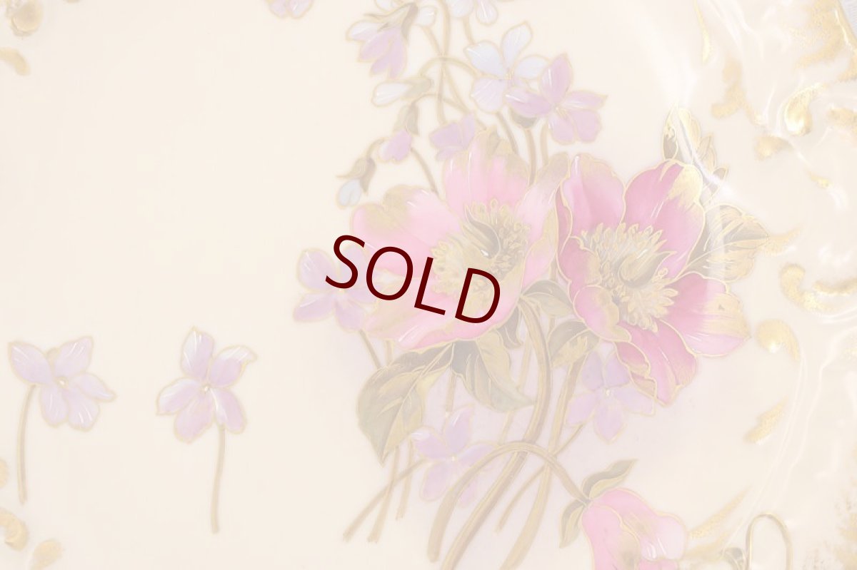 画像4: リモージュ　 1891年 - 1914年 Alfred Lanternier 金彩手描き すみれの花の低ケーキスタンド ペアセット その2　 (4)