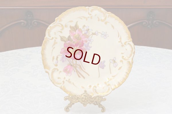 画像2: リモージュ　 1891年 - 1914年 Alfred Lanternier 金彩手描き すみれの花のデザートプレート 6枚セット　その２