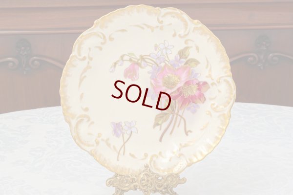 画像17: リモージュ　 1891年 - 1914年 Alfred Lanternier 金彩手描き すみれの花のデザートプレート 6枚セット　その２