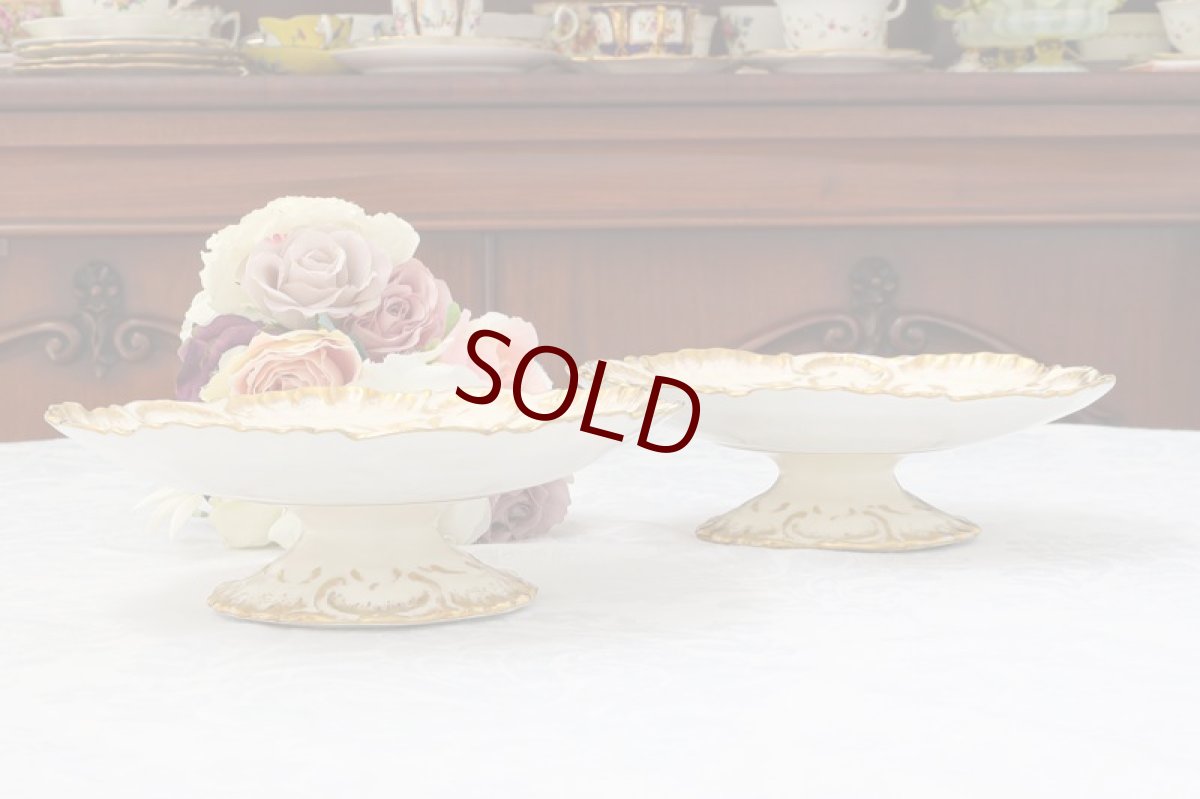 画像10: リモージュ　 1891年 - 1914年 Alfred Lanternier 金彩手描き すみれの花の低ケーキスタンド ペアセット その2　 (10)