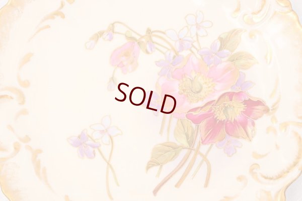 画像16: リモージュ　 1891年 - 1914年 Alfred Lanternier 金彩手描き すみれの花のデザートプレート 6枚セット　その２