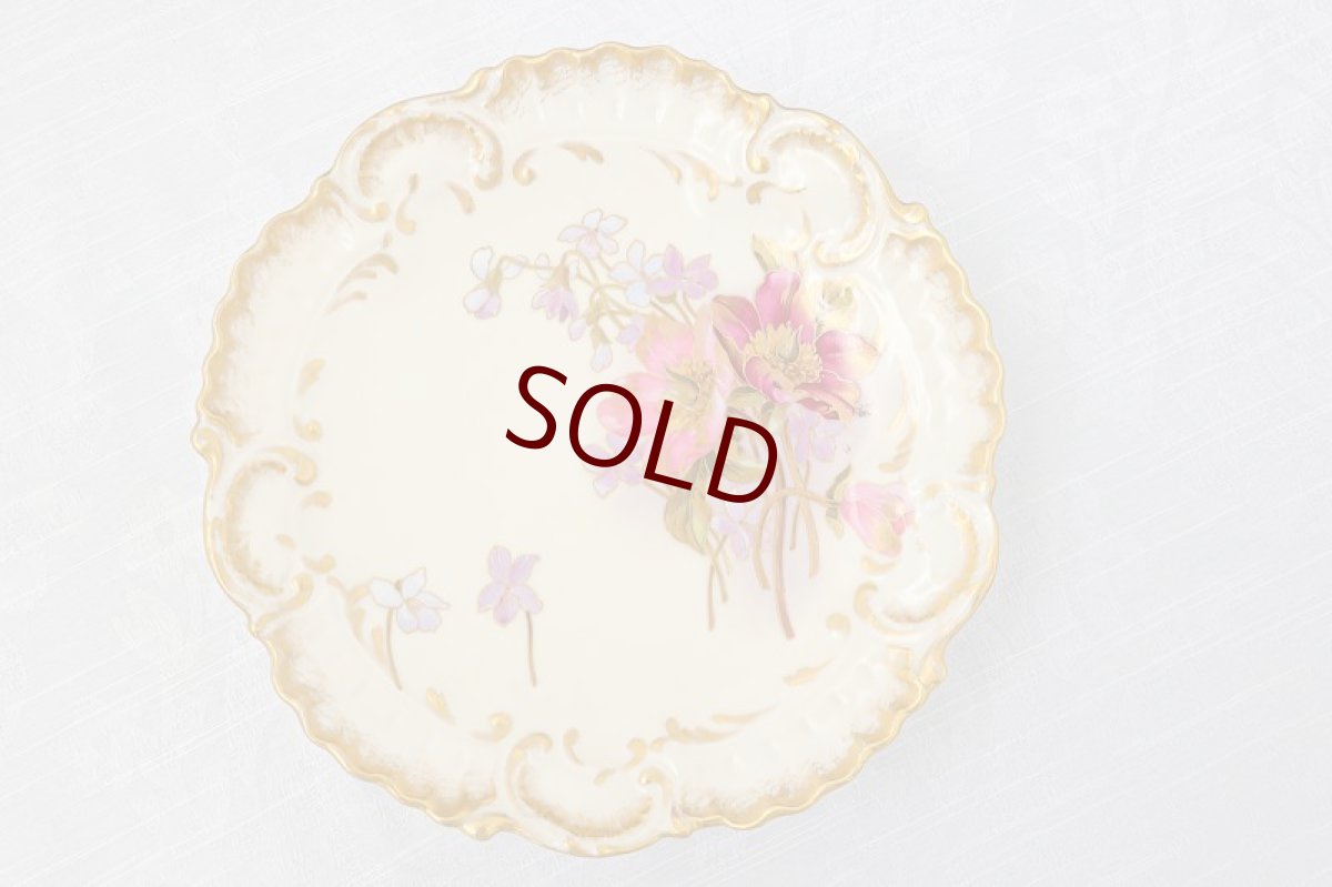 画像7: リモージュ　 1891年 - 1914年 Alfred Lanternier 金彩手描き すみれの花の低ケーキスタンド ペアセット その2　 (7)