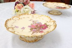 画像2: リモージュ　 1891年 - 1914年 Alfred Lanternier 金彩手描き すみれの花の低ケーキスタンド ペアセット その2　 (2)