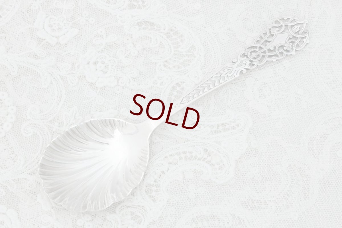 画像2: アンティークシルバー 純銀製(925) 貝のボウル　ヴィクトリアン透かし細工　大きめジャムスプーン (2)