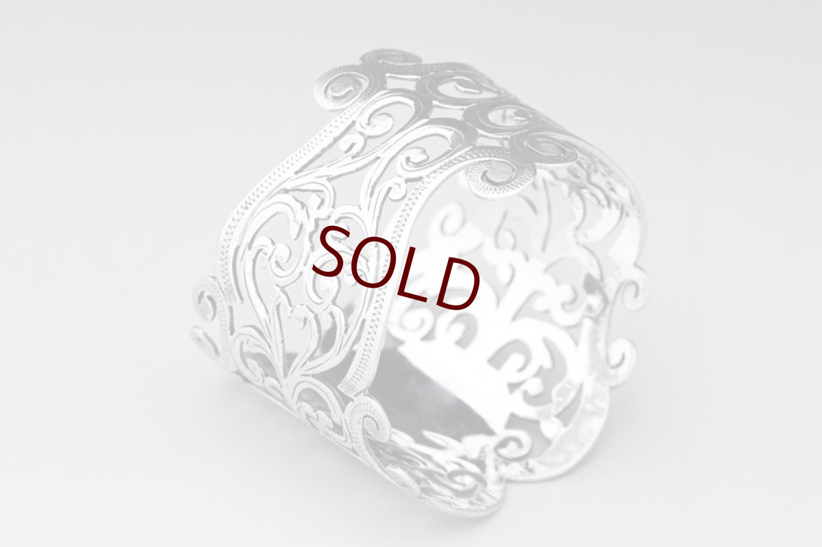 画像7: アンティークシルバー 純銀製　総透かし細工ピアッシング ナプキンリング (7)