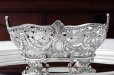 画像8: アンティークシルバー 純銀製 お花の透かし細工とガーランド装飾　ブレッドバスケット