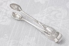 画像8: アンティークシルバー 純銀製(925) ロココ風 貝のボウル ティースプーン 6本＆シュガートングセット (8)