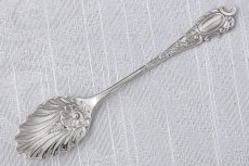 画像5: アンティークシルバー 純銀製(925) ロココ風 貝のボウル ティースプーン 6本＆シュガートングセット (5)