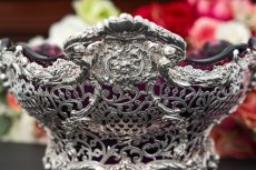画像6: アンティークシルバー 純銀製(925) ヴィクトリアンロココ　ハンドカット総透かし細工　バスケット　 (6)