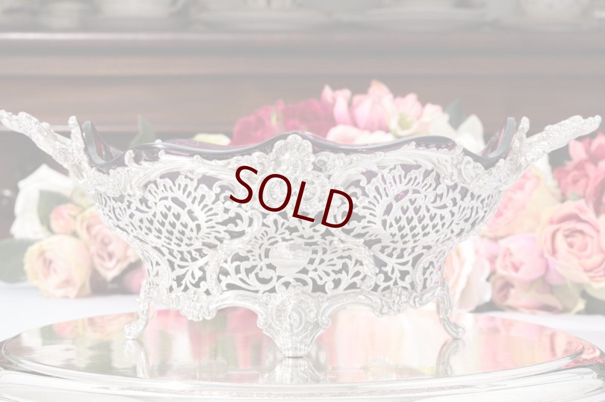 画像10: アンティークシルバー 純銀製(925) ヴィクトリアンロココ　ハンドカット総透かし細工　バスケット　 (10)