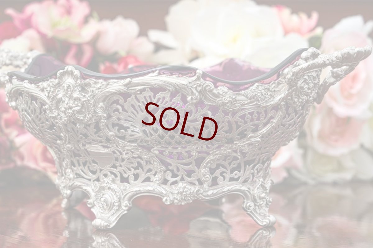 画像5: アンティークシルバー 純銀製(925) ヴィクトリアンロココ　ハンドカット総透かし細工　バスケット　 (5)