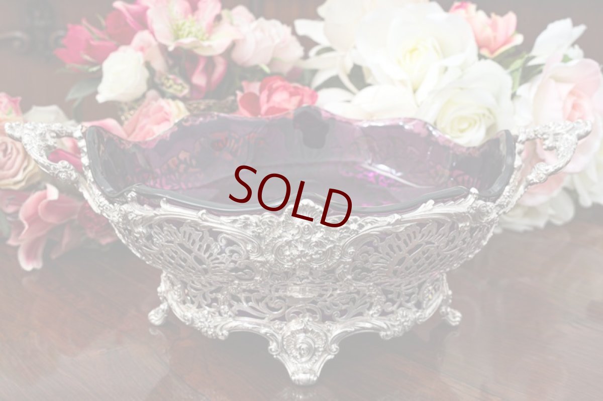 画像7: アンティークシルバー 純銀製(925) ヴィクトリアンロココ　ハンドカット総透かし細工　バスケット　 (7)