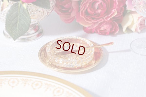 画像7: 純銀製(925) 1971年 総金鍍金 ハンドカットクリスタルグラス ペア バターディッシュセット