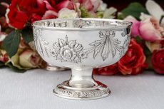 画像4: アンティークシルバー 希少　ヴィクトリア時代後期 リボンと薔薇のガーランド グリル付きローズボウル (4)