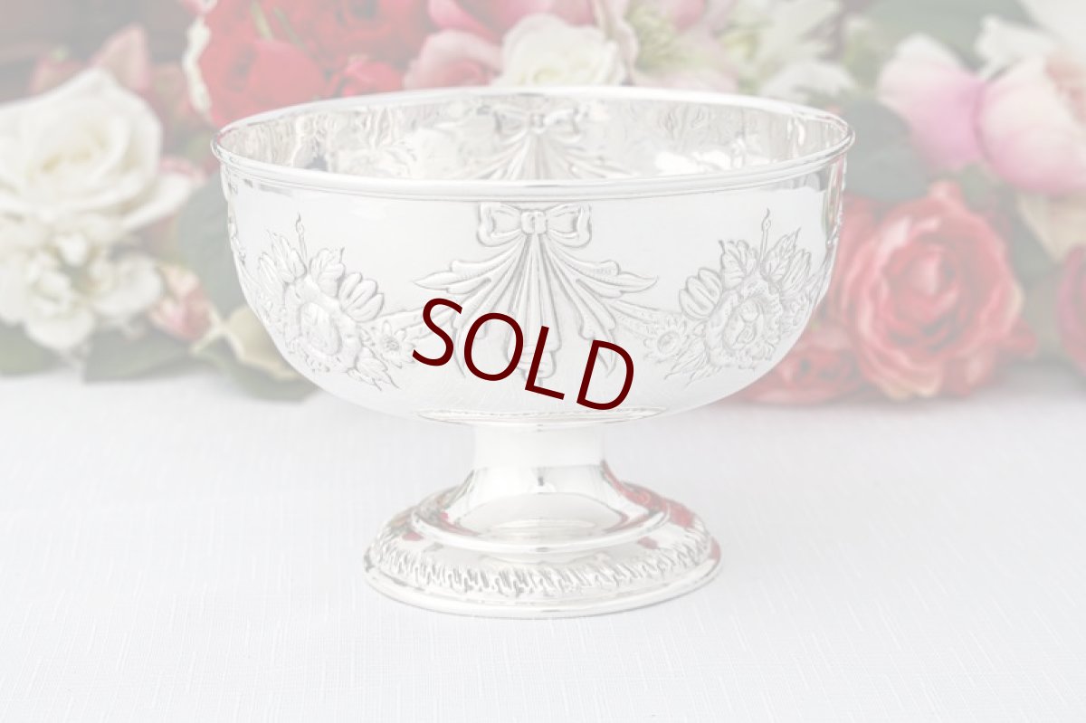 画像3: アンティークシルバー 希少　ヴィクトリア時代後期 リボンと薔薇のガーランド グリル付きローズボウル (3)