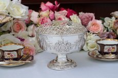 画像6: アンティークシルバー 希少　ヴィクトリア時代後期 リボンと薔薇のガーランド グリル付きローズボウル (6)