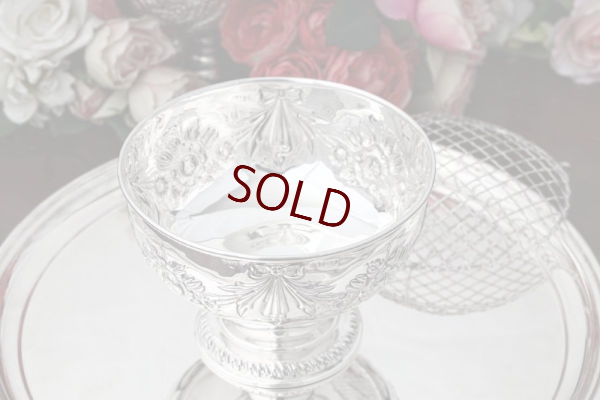 画像5: アンティークシルバー 希少　ヴィクトリア時代後期 リボンと薔薇のガーランド グリル付きローズボウル (5)