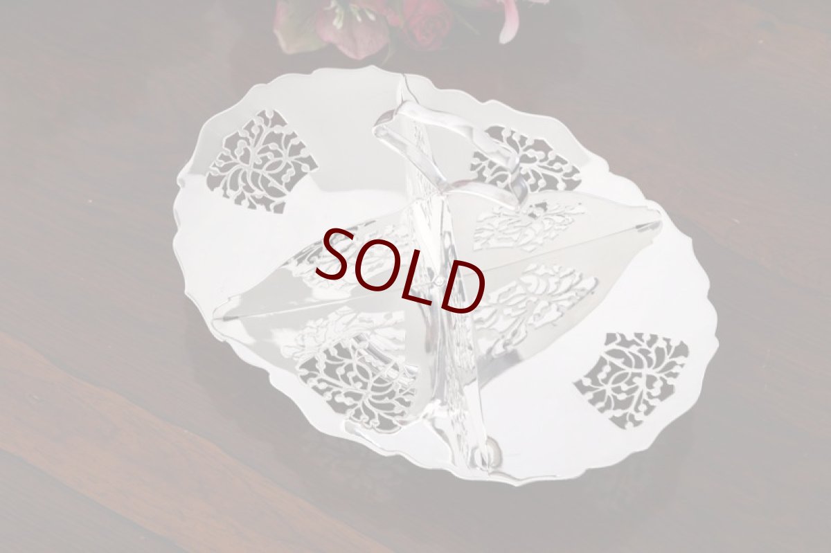 画像1: シルバープレート　ヴィンテージ 希少　オーバル型　サンドイッチトレイ (1)