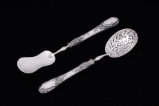 画像5: アンティークシルバー、フランス製 ロココスタイル 純銀(950) サービングカトラリー4点セット (5)