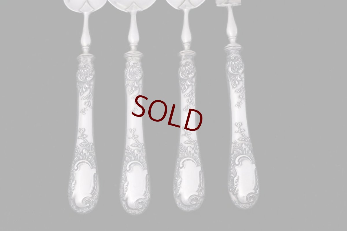 画像4: アンティークシルバー、フランス製 ロココスタイル 純銀(950) サービングカトラリー4点セット (4)