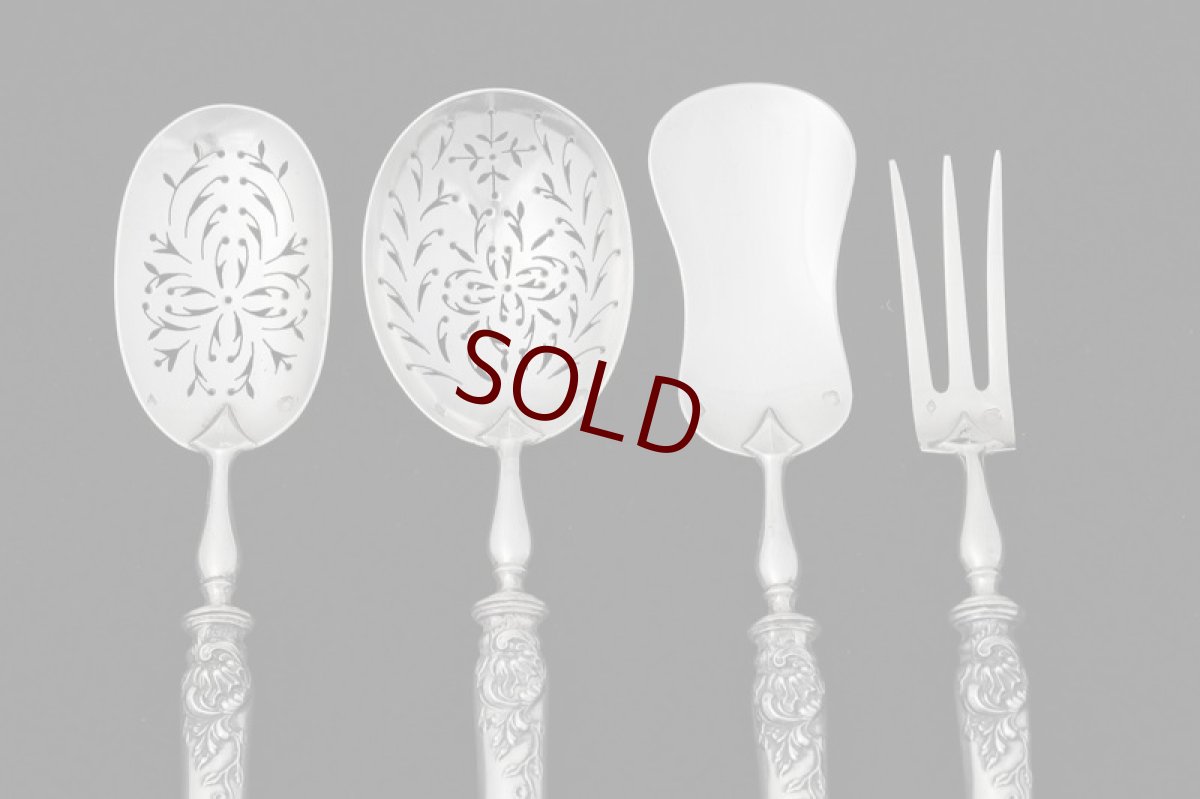 画像3: アンティークシルバー、フランス製 ロココスタイル 純銀(950) サービングカトラリー4点セット (3)