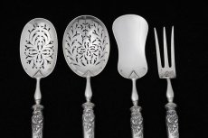 画像3: アンティークシルバー、フランス製 ロココスタイル 純銀(950) サービングカトラリー4点セット (3)