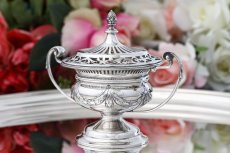 画像5: アンティークシルバー 純銀製 ハンドカットピアスワーク透かし細工 ガーランド装飾 ポプリポット　 (5)