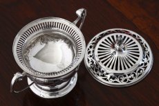 画像4: アンティークシルバー 純銀製 ハンドカットピアスワーク透かし細工 ガーランド装飾 ポプリポット　 (4)