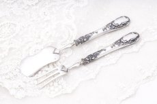 画像8: アンティークシルバー、フランス製 ロココスタイル 純銀(950) サービングカトラリー4点セット (8)