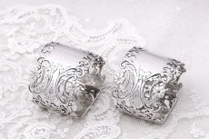 画像1: アンティークシルバー 、純銀製(925) 1899年　美透かし細工  ナプキンリング2組セット (1)