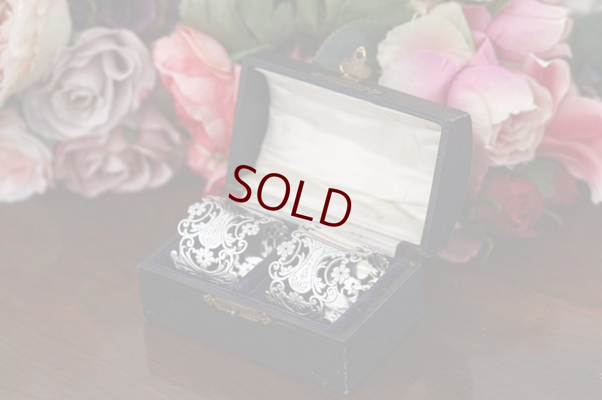 画像5: アンティークシルバー 、純銀製(925) 1899年　美透かし細工  ナプキンリング2組セット (5)