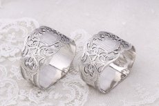 画像4: アンティークシルバー 、純銀製(925) 1900年　美透かし細工  ナプキンリング2組セット (4)