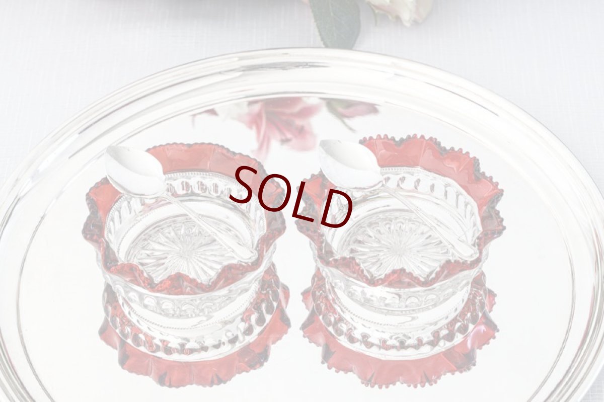 画像8: ヴィンテージシルバー シルバープレート　1930年前後　ペインテッドグラス　ダブルジャムディッシュ (8)