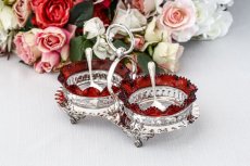 画像3: ヴィンテージシルバー シルバープレート　1930年前後　ペインテッドグラス　ダブルジャムディッシュ (3)