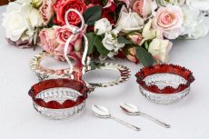 画像6: ヴィンテージシルバー シルバープレート　1930年前後　ペインテッドグラス　ダブルジャムディッシュ (6)