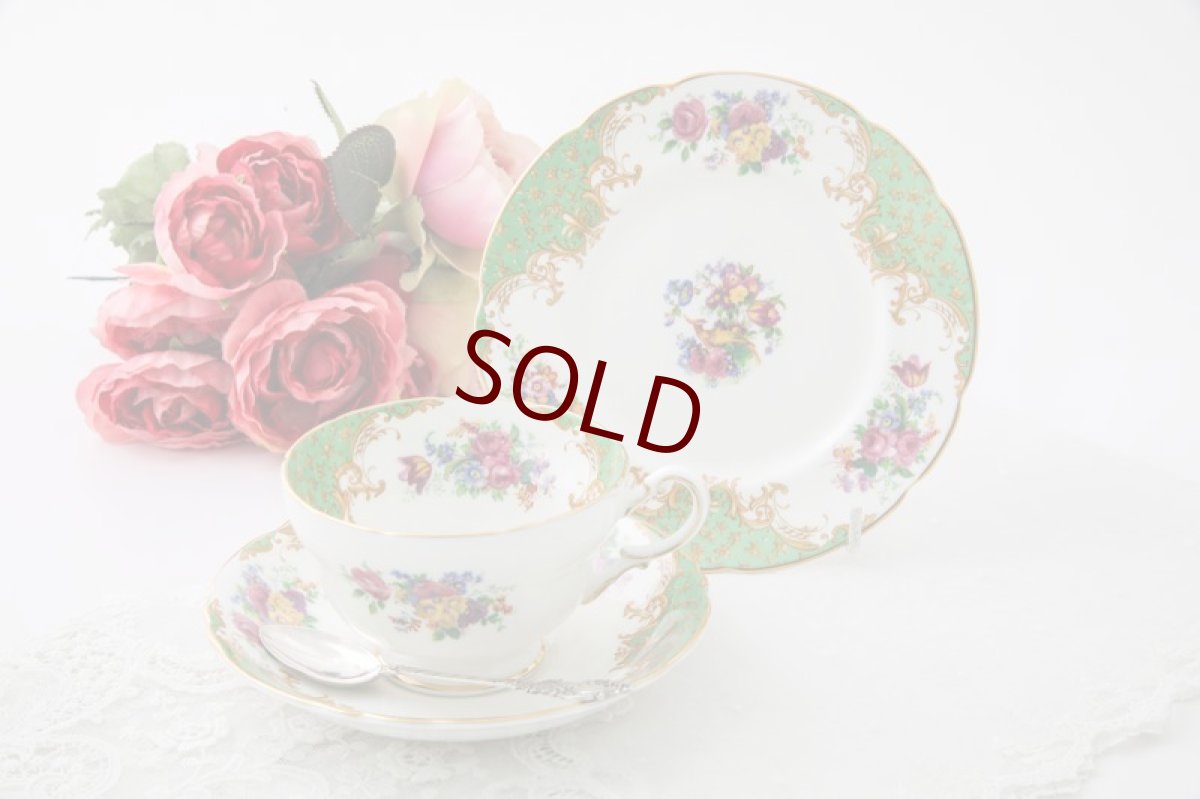 画像1: ヴィンテージ陶磁器　パラゴン　手描き 野鳥と薔薇とガーデンフラワー　トリオセット (1)