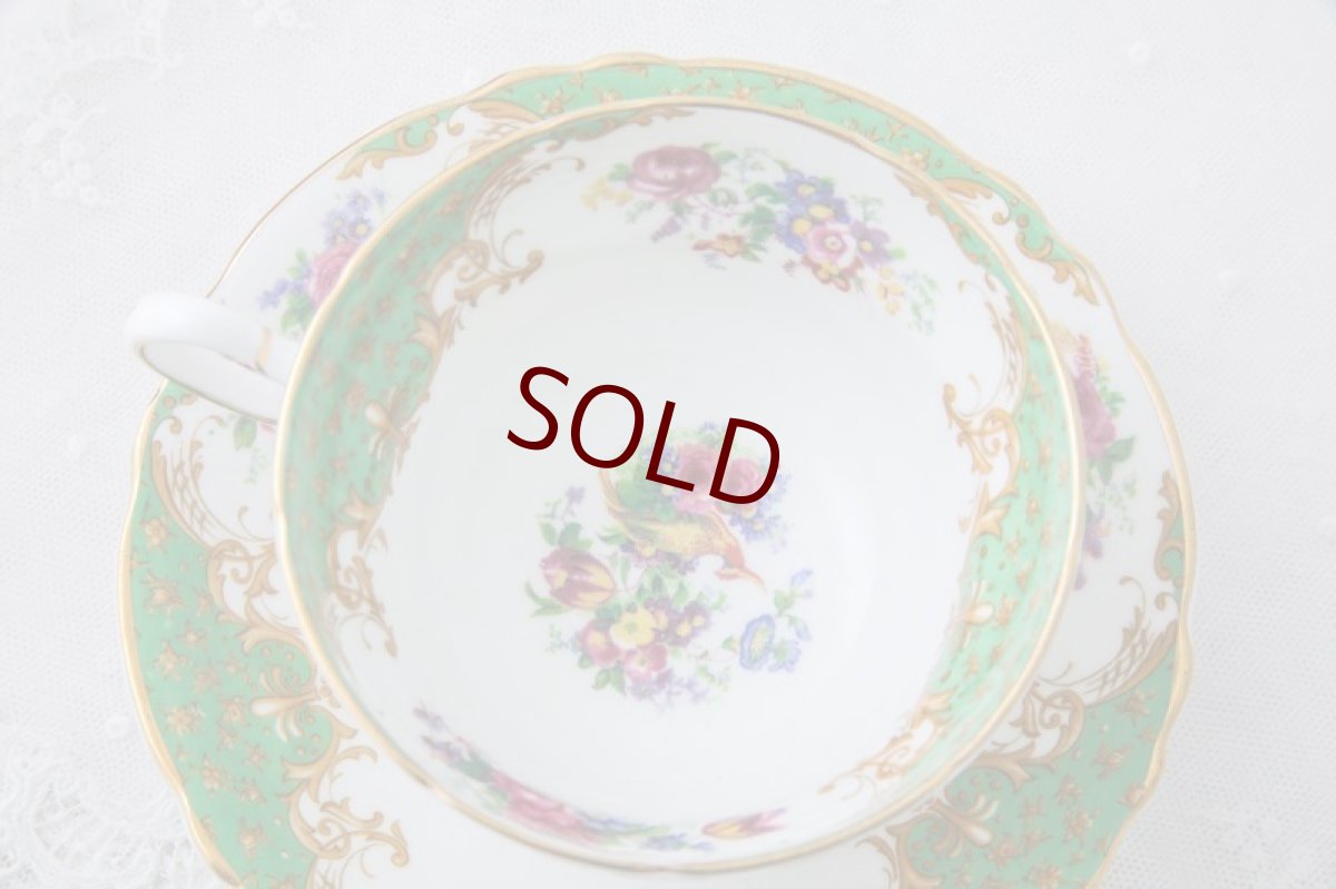 画像4: ヴィンテージ陶磁器　パラゴン　手描き 野鳥と薔薇とガーデンフラワー　トリオセット (4)