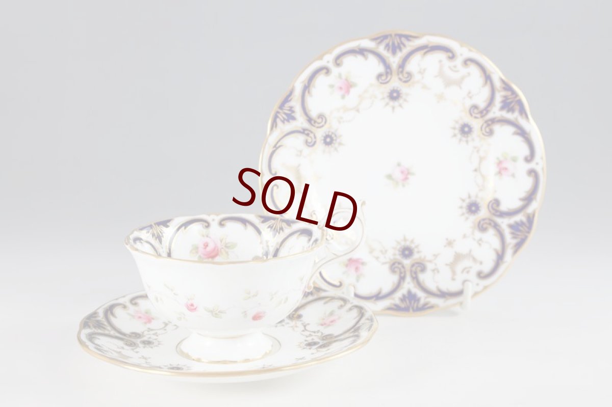 画像13: アンティーク陶磁器　コールポート　総手描き　薔薇とスクロール、金彩　ペア　ティーカップトリオセット (13)